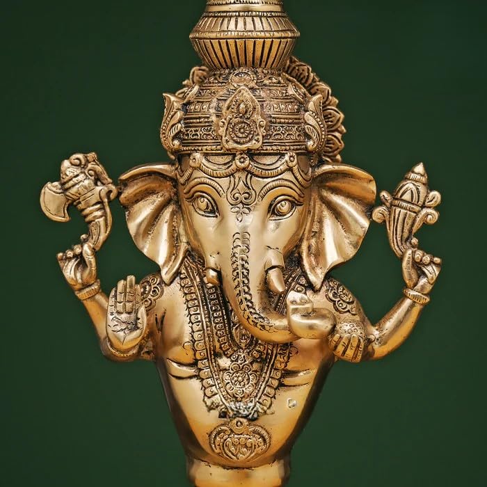 Brass Ganesha Candle Stand Big Brass Ganesha Idol, Ganesh Statue For Religious Home Office Decor, Candle Ganesh Idol.